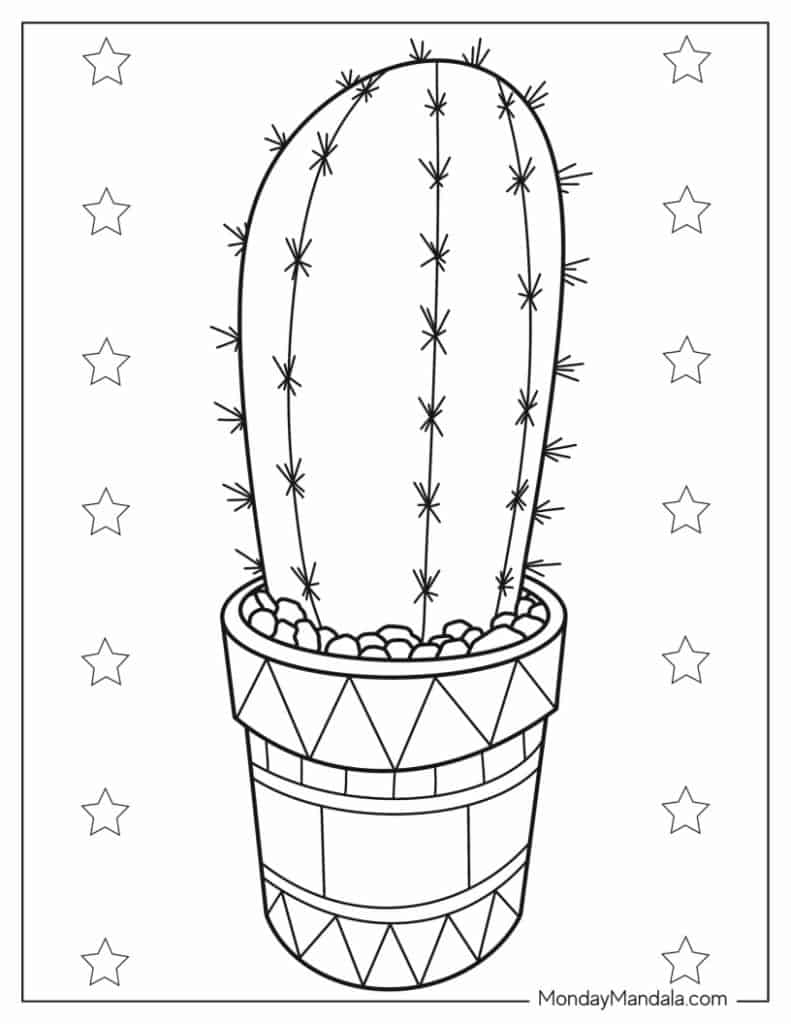 Cactus coloring pages free pdf printables