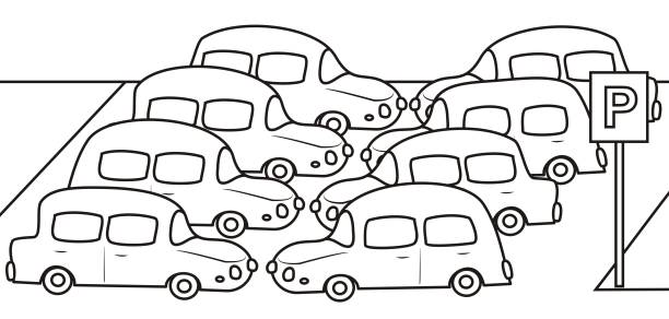 Parking lot coloring book eps stock illustration