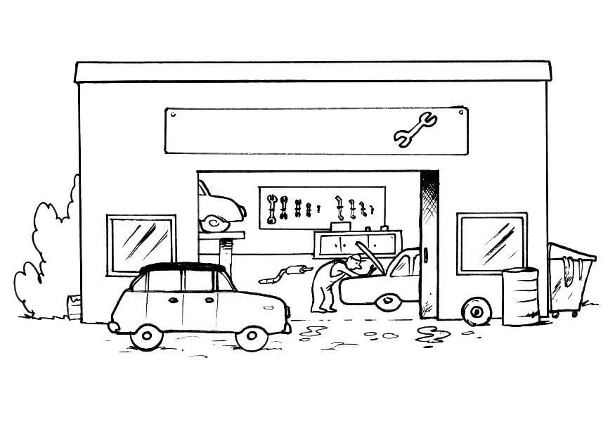 Coloring page garage