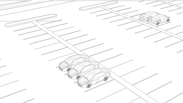 Thousand car parking sketch royalty