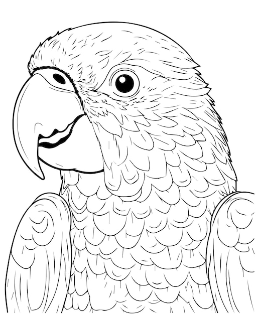 Premium vector parrot bird illustration cute parrot coloring page for kids and adult parrot mascot logo parrot b