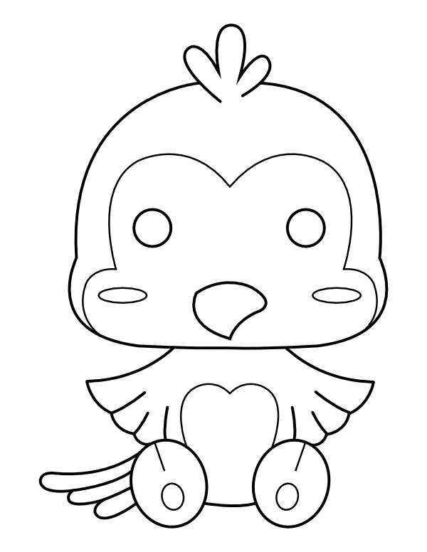 Printable kawaii parrot coloring page