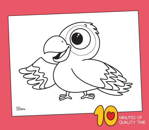 Parrot coloring page â minutes of quality time