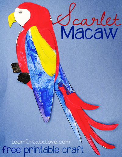 Printable craft scarlet macaw