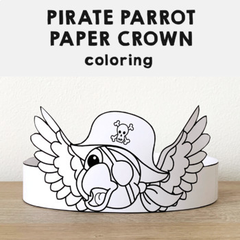 Pirate parrot paper crown printable coloring craft activity for kids