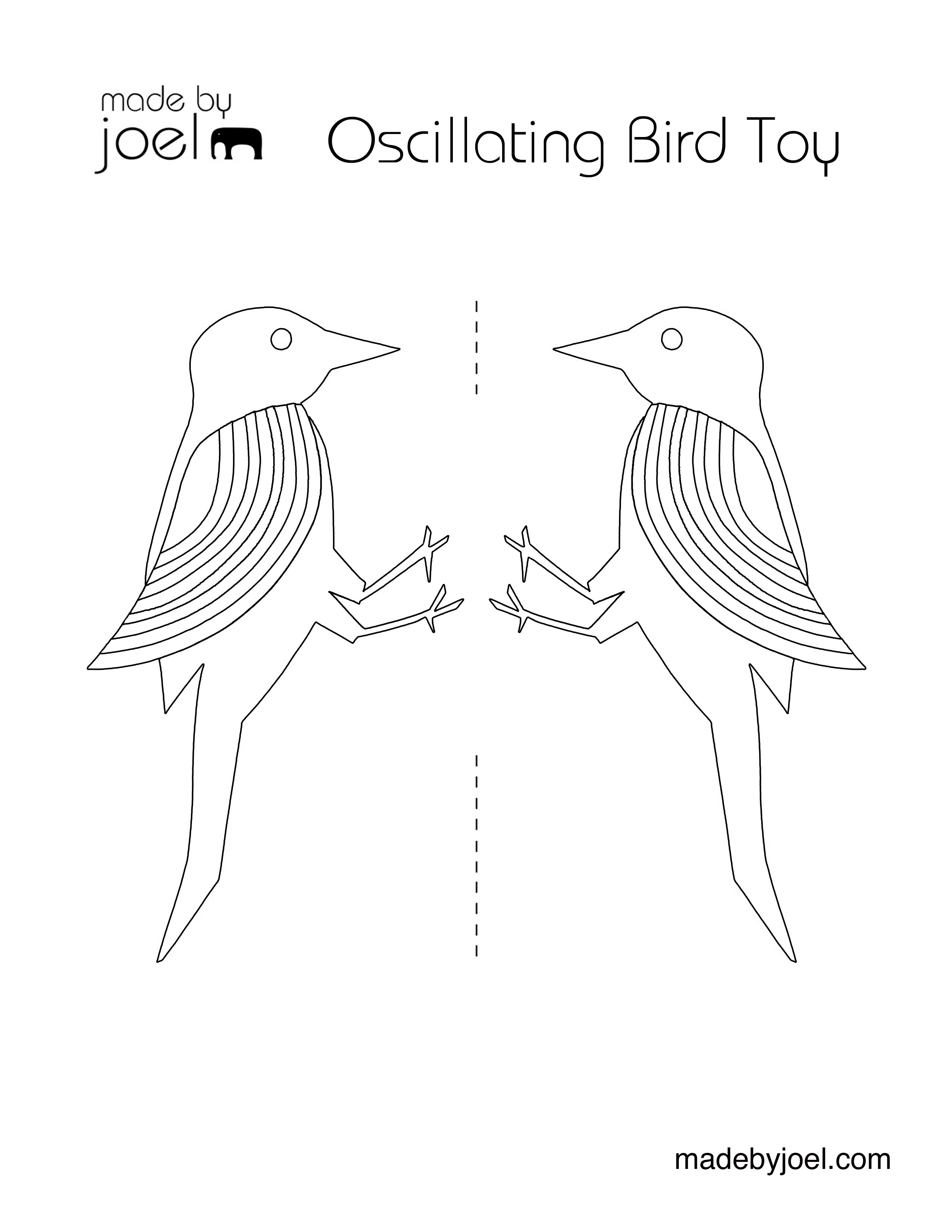 Made by joel oscillating bird toy template coloring sheet â made by joel