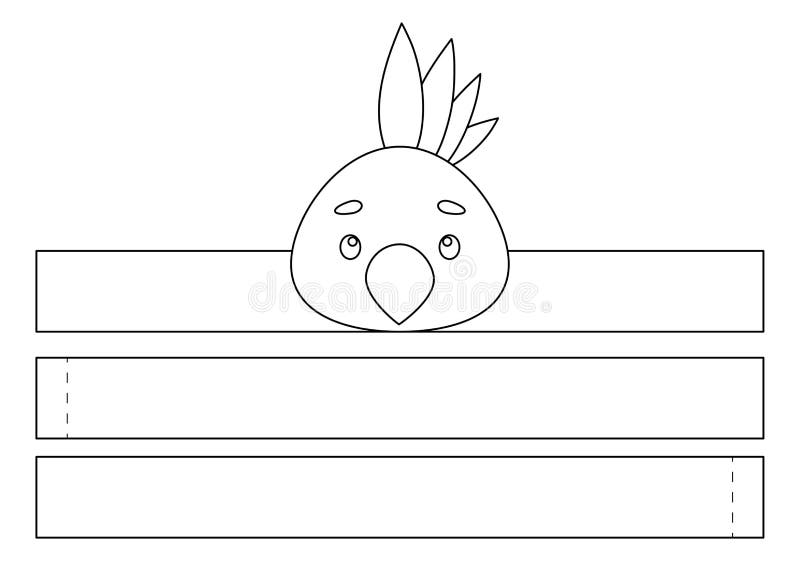 Printable parrot paper crown fun accessory for entertainment stock illustration