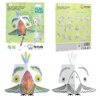 Coloring page parrot monumi cube head