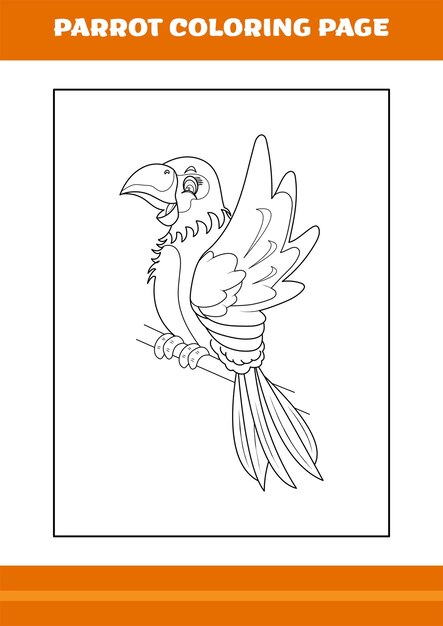 Premium vector cute parrot coloring book line art design for kids printable coloring page
