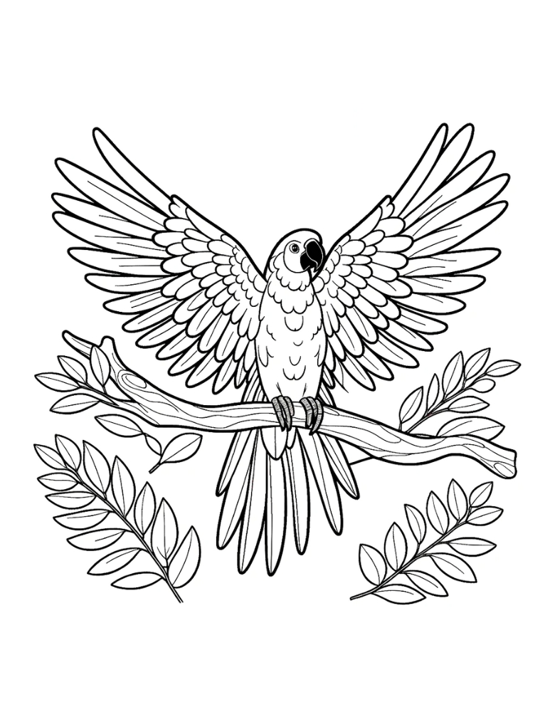 Free parrot coloring pages for kids