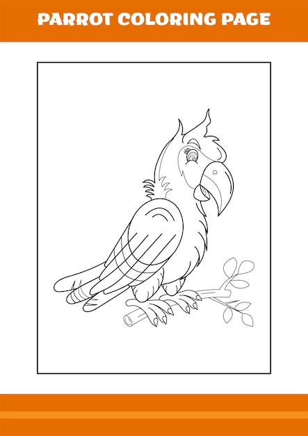 Premium vector cute parrot coloring book line art design for kids printable coloring page