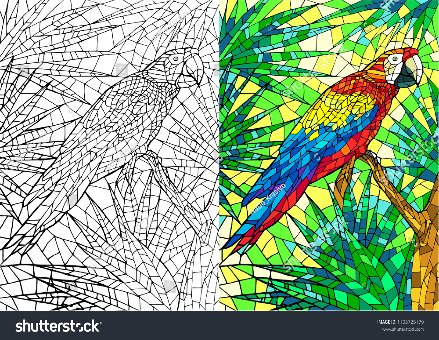 Ara parrot green tropical jungle color stock vector royalty free