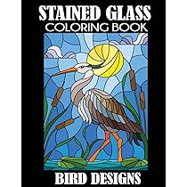 Stained glass coloring book bird designs creative coloring press books