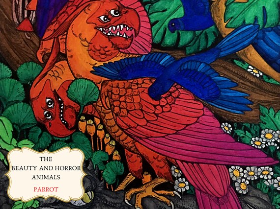 Parrot printable coloring page instant download pdfpng adult coloring book for stress relieving for relaxation
