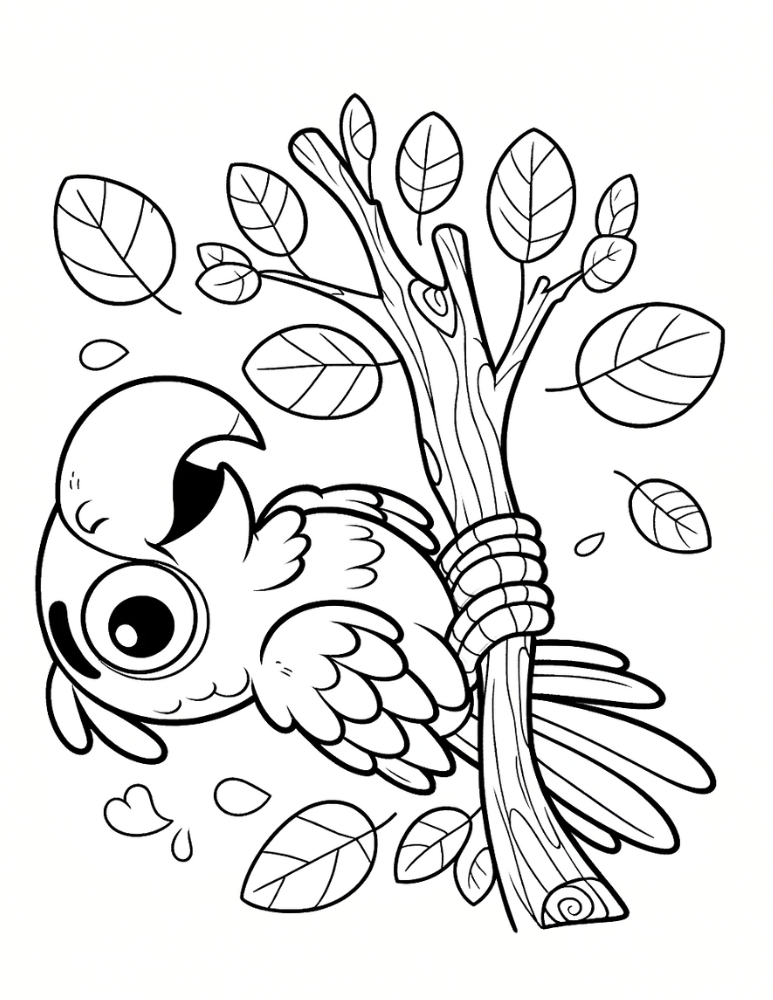 Free parrot coloring pages for kids