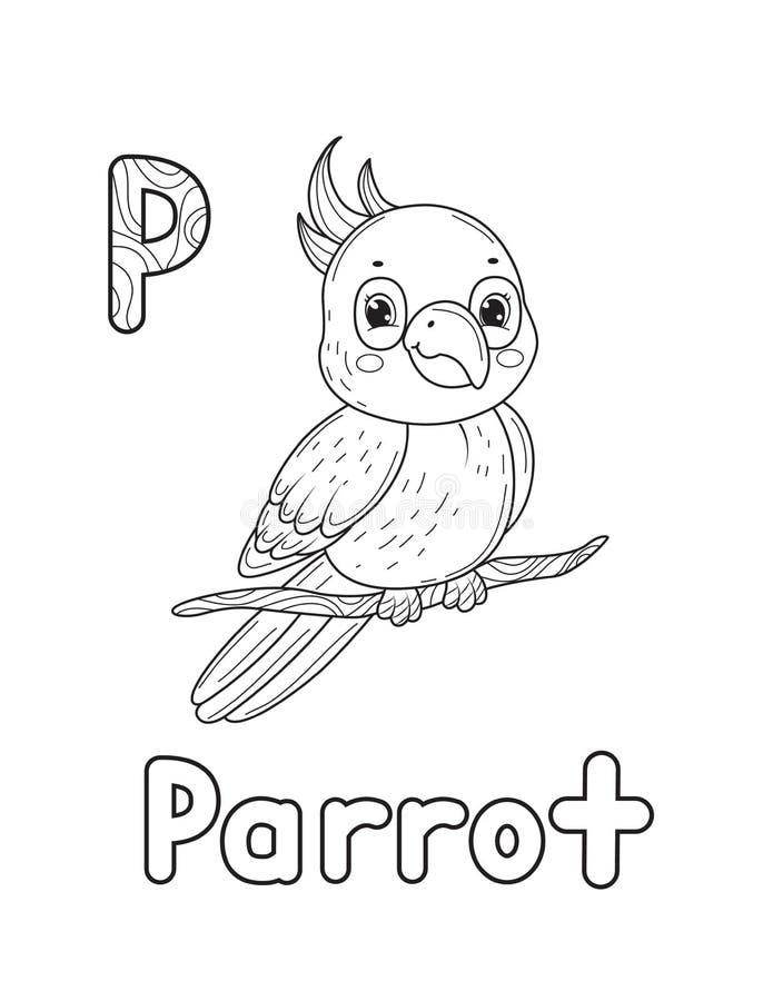 Line art design for kids coloring pageanimals alphabet vector illustration stock illustration