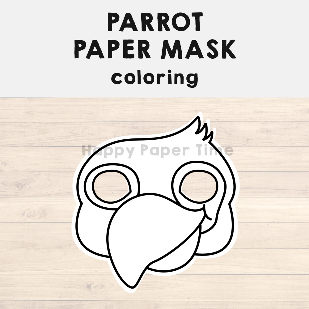 Parrot paper mask printable bird pet animal coloring costume craft activity made by teachers
