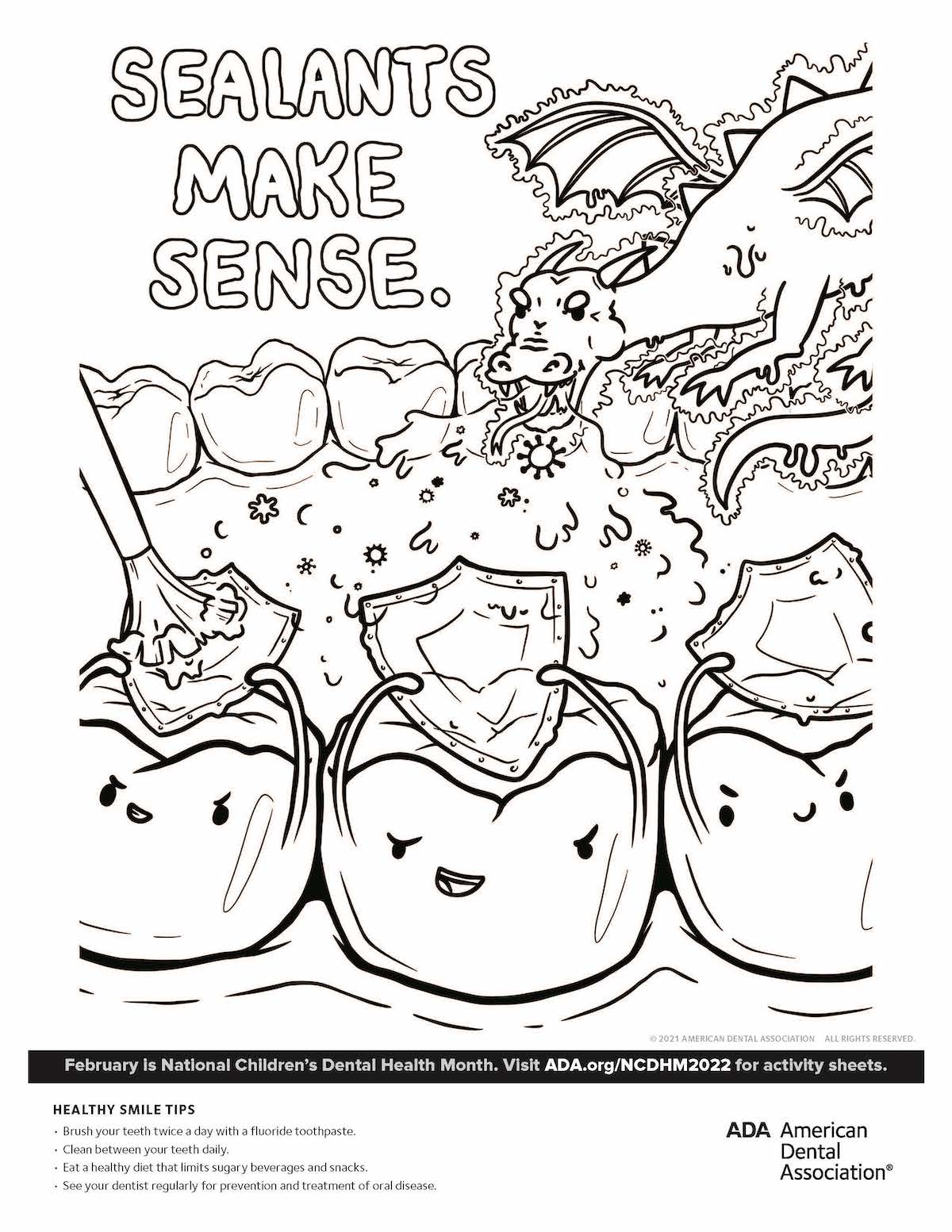 Childrens dental health month activity sheets