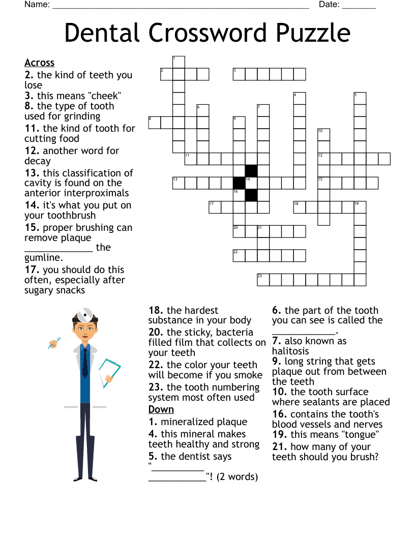 Dental crossword puzzle