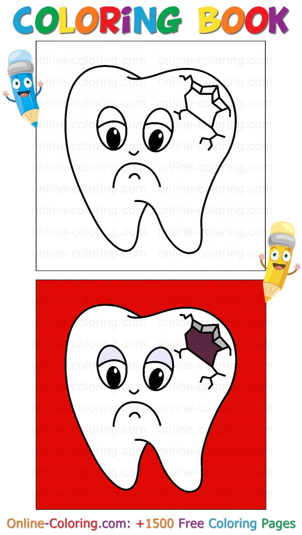 Broken tooth free online coloring page