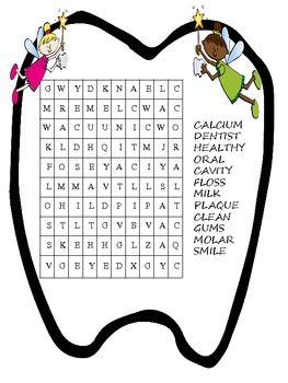 Dental week word search puzzle dental health activities kids dental health dental fun