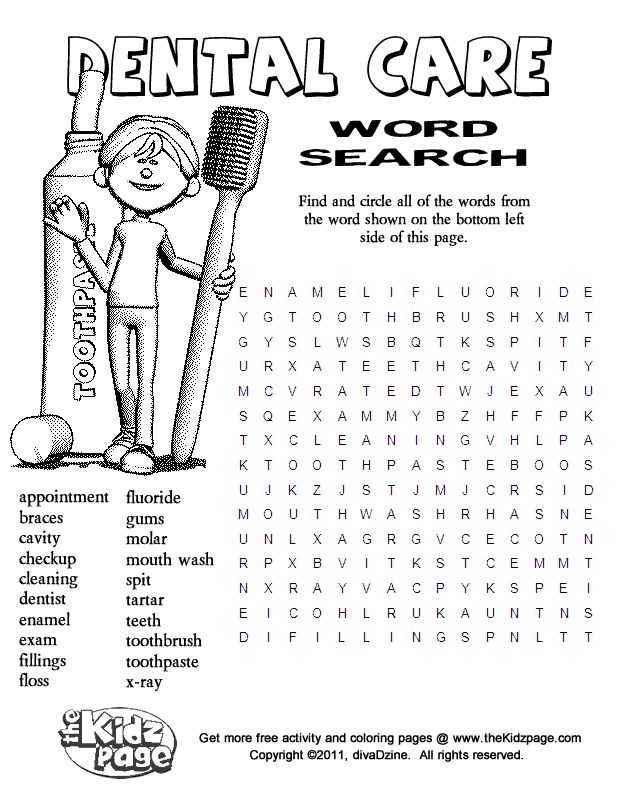 Fun word search dental health activities dental kids dental health month