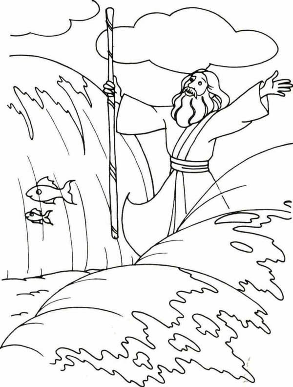 Coloring page moses parts the red sea passover haggadah by the sikowitz family
