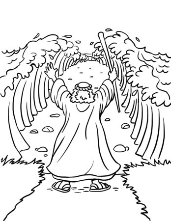 Coloring page of moses parting the red sea stock photo picture and royalty free image image