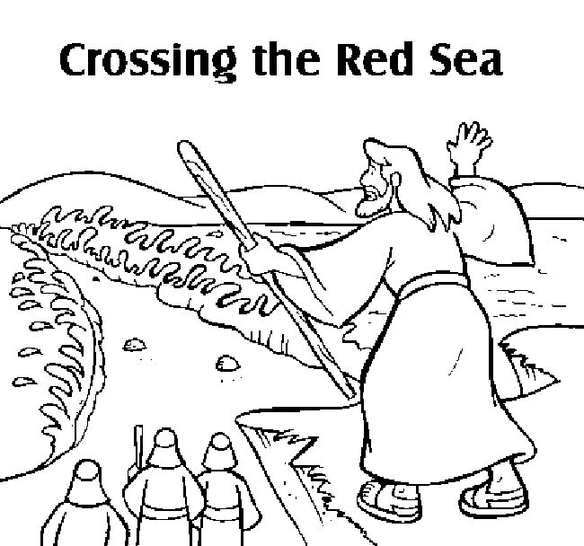 Moses parting the red sea coloring page parting the red sea moses red sea crossing the red sea