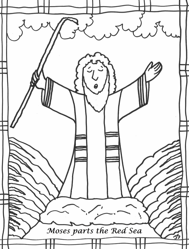 Moses parts redsea moses coloring page john
