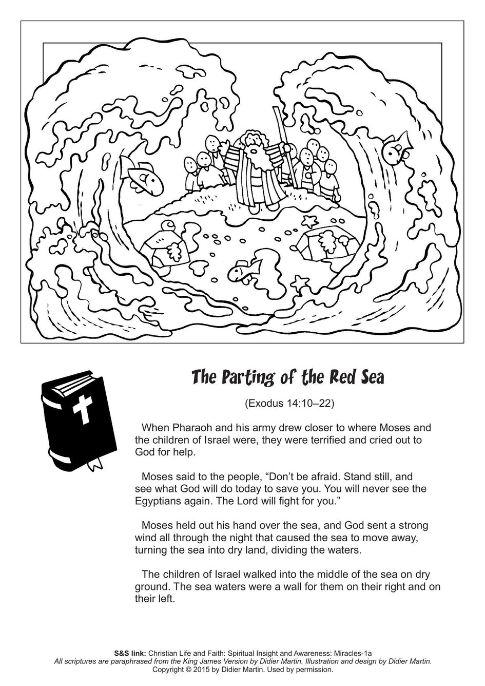 Coloring page miracles in the bible the parting of the red sea my wonder studio
