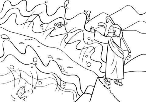 Moses parts the red sea coloring page coloring pages parting the red sea dragon coloring page