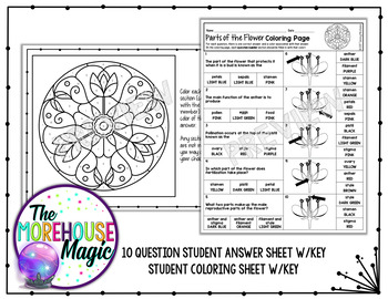 Parts of a flower and reproduction color by number science color by number