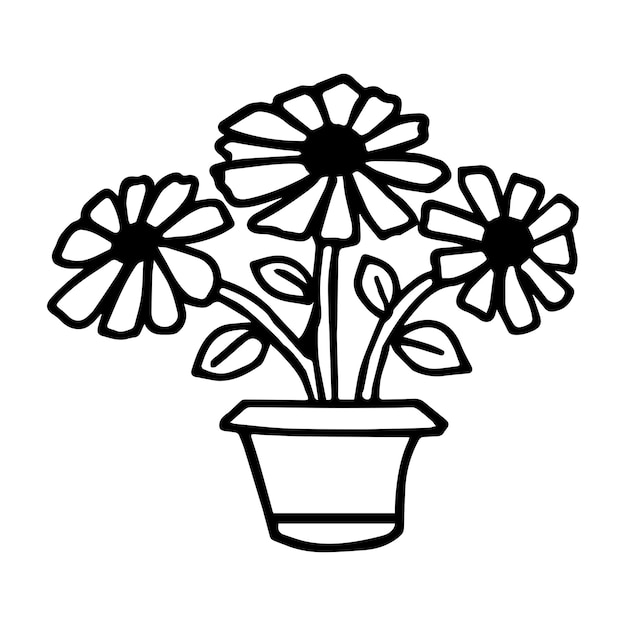 Premium vector vector linear plants in pots collection isolated outline potted home flowers set for coloring page
