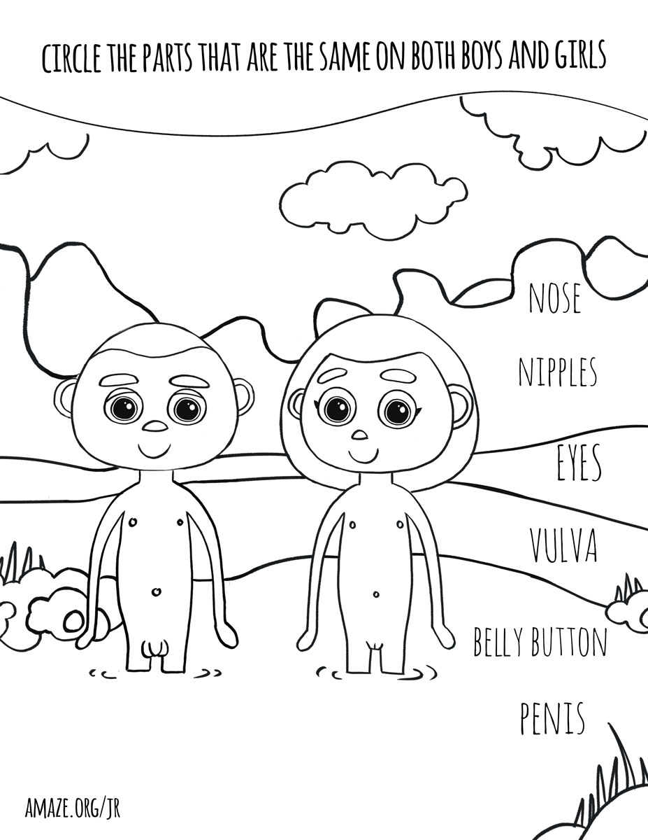 This free coloring book helps kids learn the correct names of their body parts