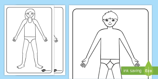 Girl and boy body coloring sheets teacher