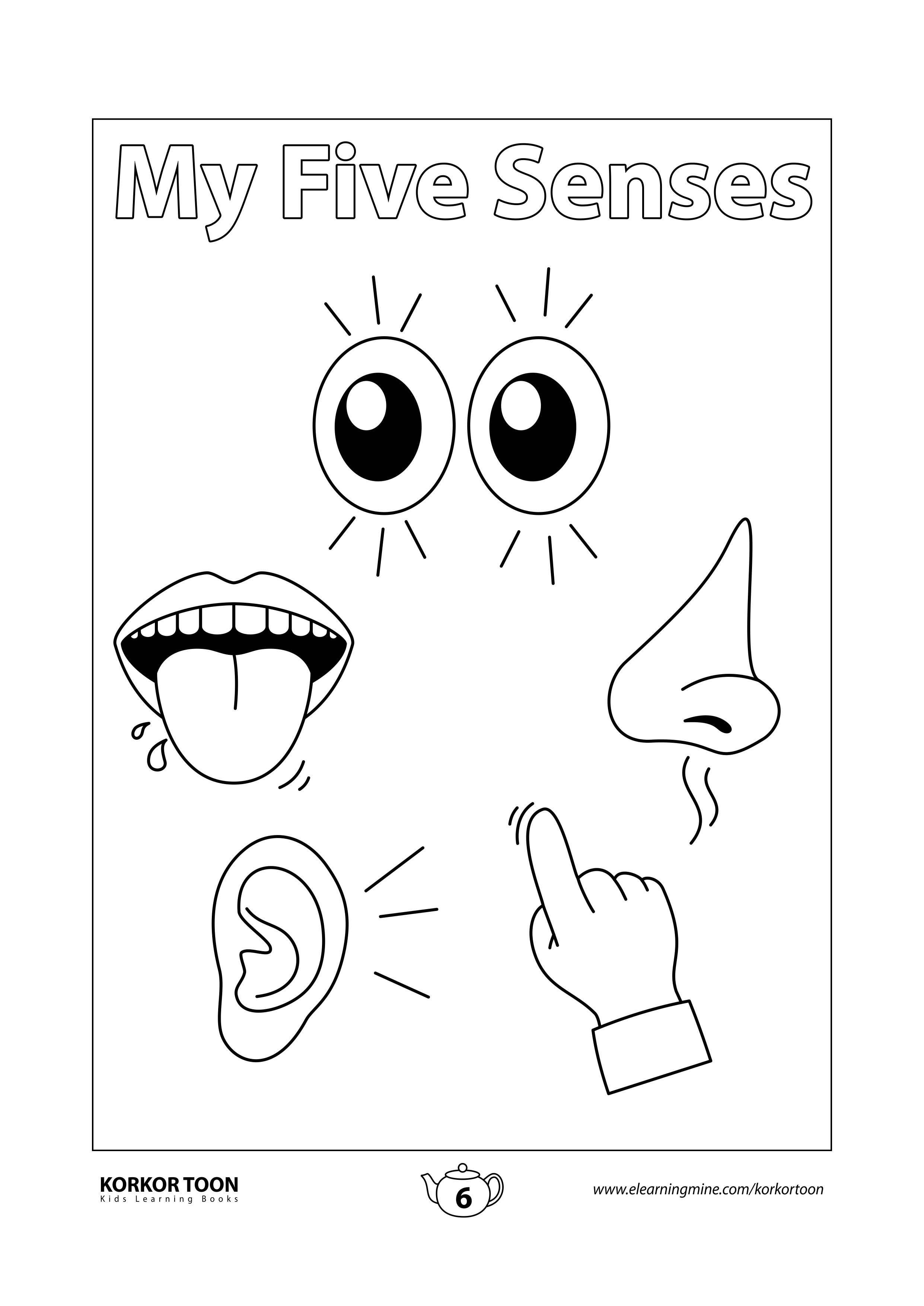 Body parts senses coloring book for kids my five senses page preschool coloring pages my five senses alphabet coloring pages