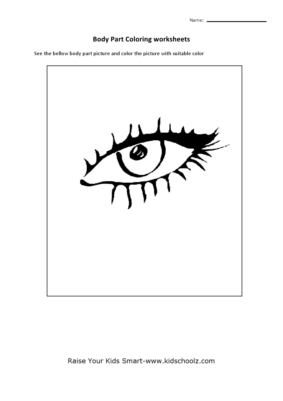 Human body parts colouring worksheets