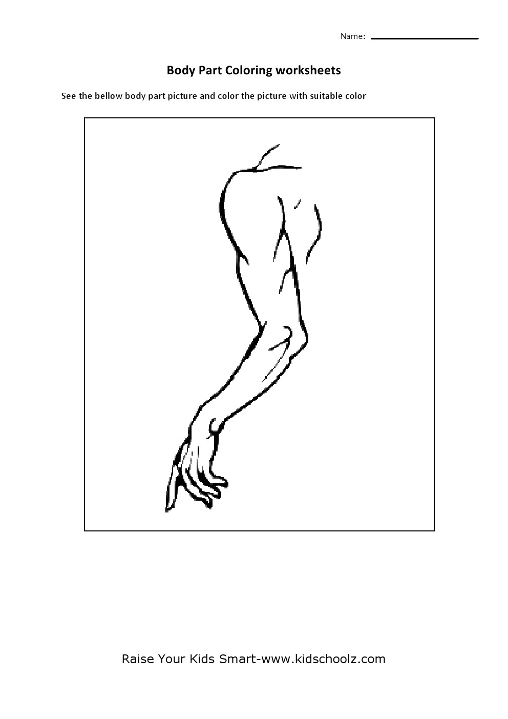 Human body parts colouring worksheets
