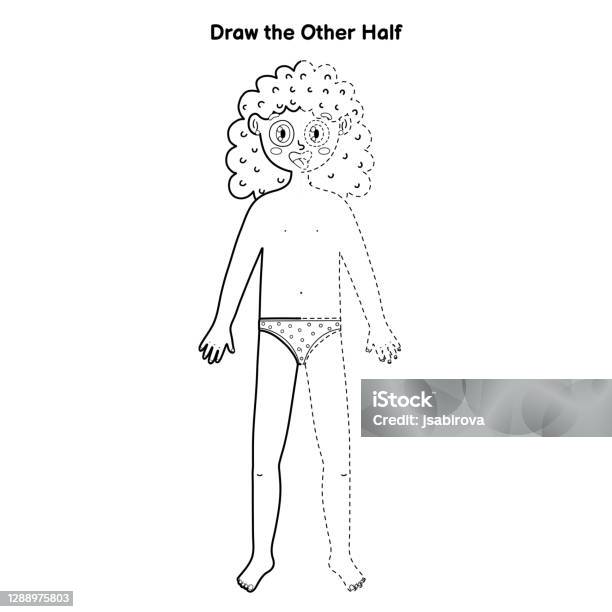 Draw the other half educational game for kids dot to dot activity coloring page connect the