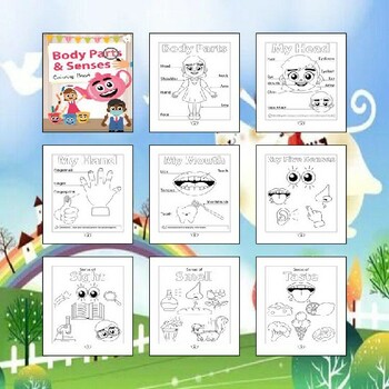 Printable coloring pages for learning body parts senses for kindergarten kids