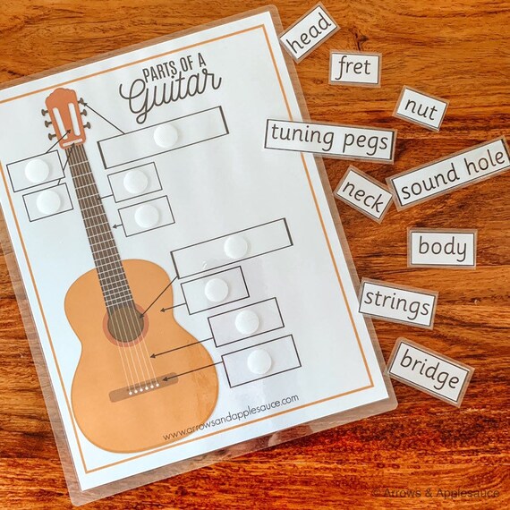 Guitar parts printable memory game learning guitar beginner acoustic guitar kids music activity learn to play guitar label guitar parts
