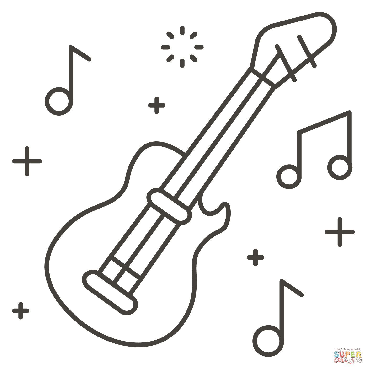 Guitar coloring page free printable coloring pages