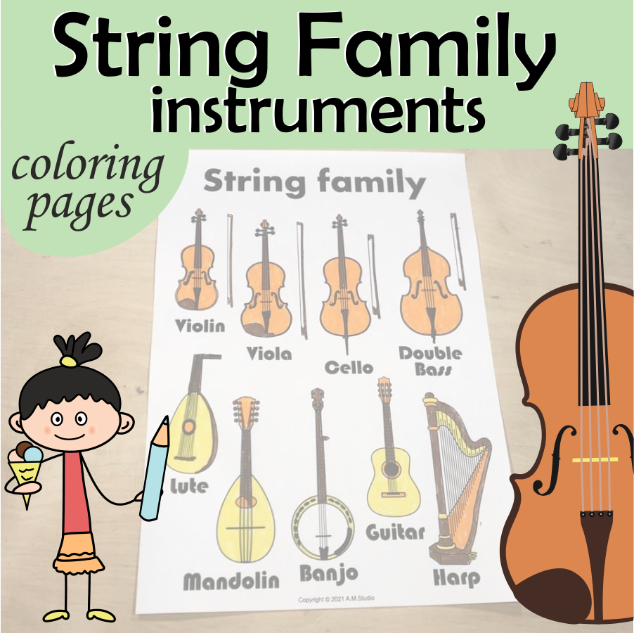 String family instruments coloring pages parts of the string instruments made by teachers