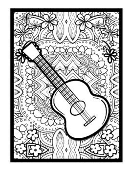 Bass guitar mindfulness mandala coloring pages music coloring printable sheets
