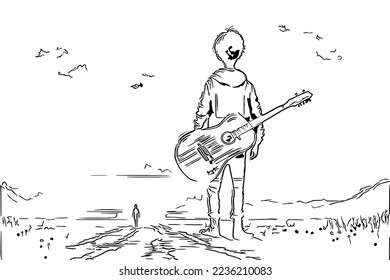 Guitar coloring page stock photos and pictures