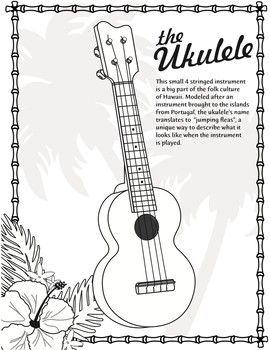 Ukulele coloring page ukulele coloring pages hawaiian music