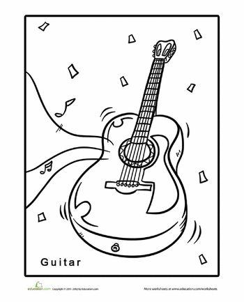 Guitar worksheet education coloring pages music coloring kindergarten music