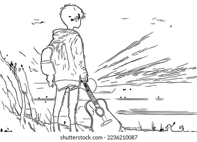Guitar coloring page stock photos and pictures