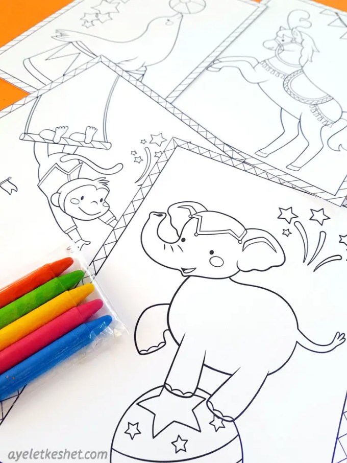 Circus party favors printable coloring kit